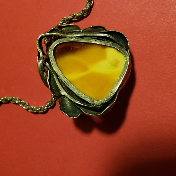 Vintage 925 Sterling Silver  Baltic Amber Pendent - Picture 3 of 4